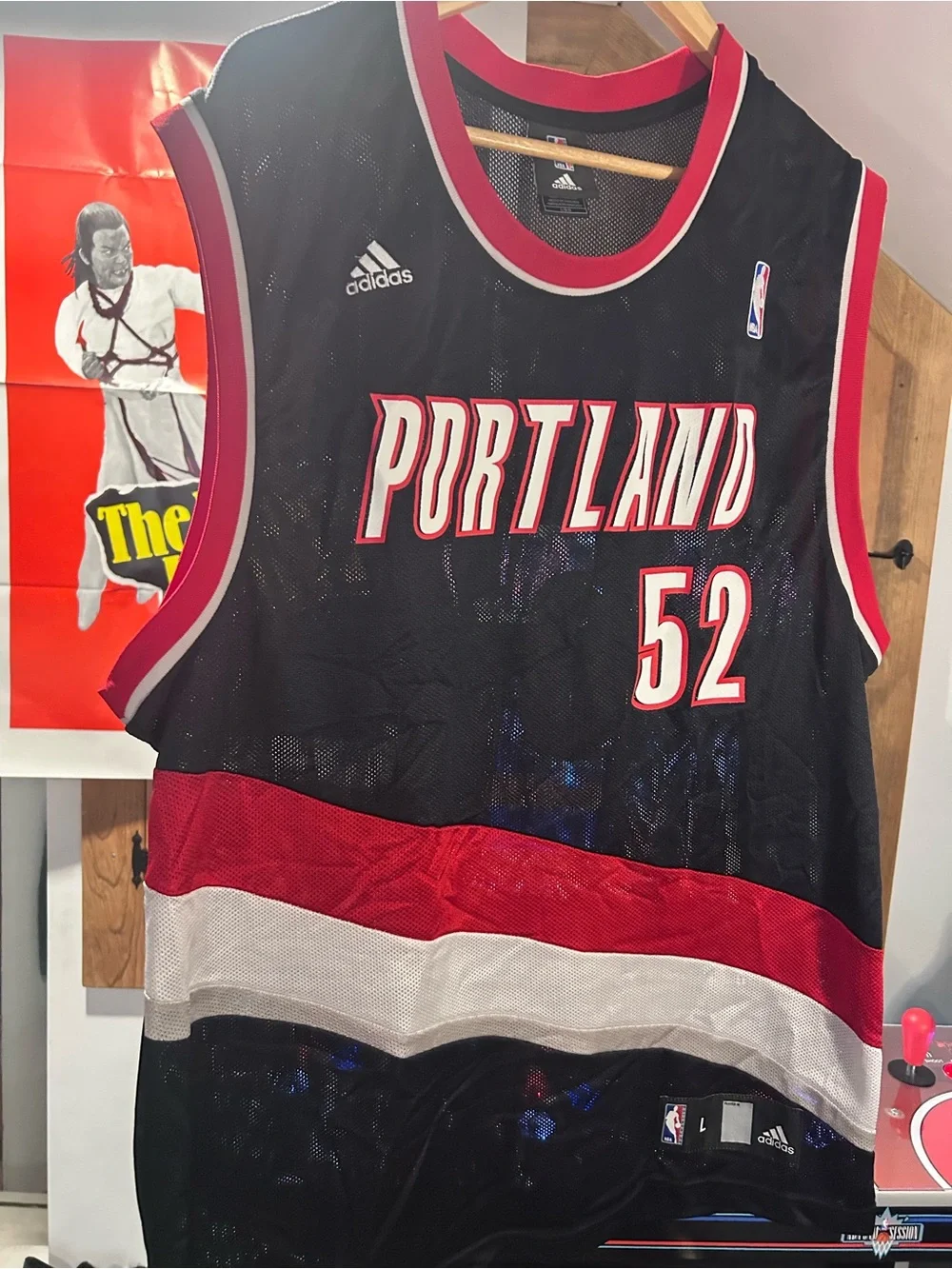 Adidas Portland Trail Blazers #52 Black/Red Basketball Jersey